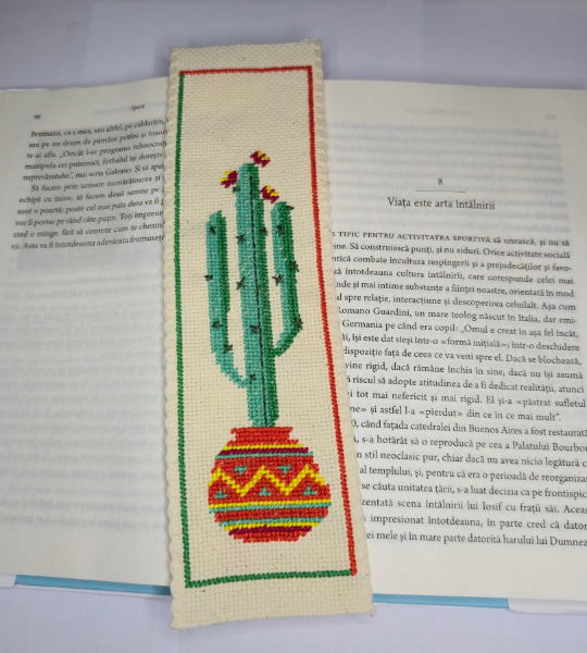 Semn de carte handmade „Cactus în ghiveci”