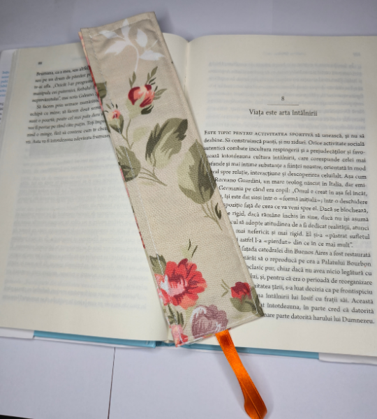 Semn de carte handmade „Floral Beige”