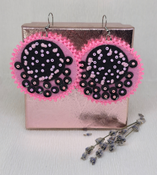 Cercei handmade – Statement Rotunzi Midnight Neon