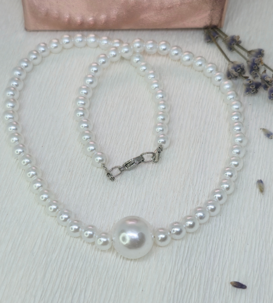 Colier handmade „Royal Pearl” cu perlă albă centrală