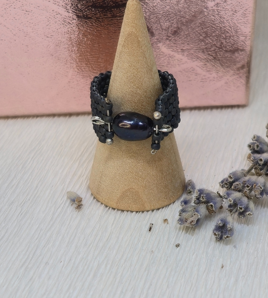 Inel handmade – Noir Perlé