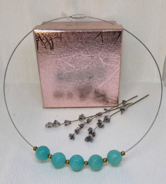 Colier handmade „Blue Vibes” cu agate turcoaz