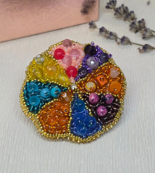 Broșă handmade - Rainbow Bloom Brooch