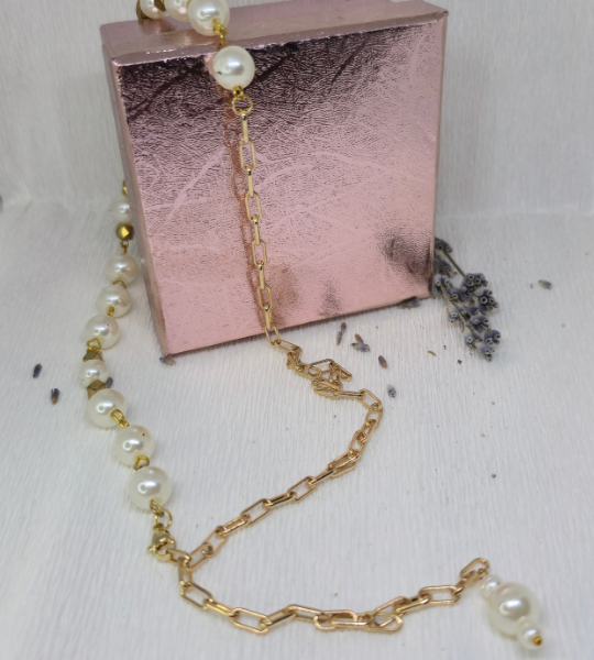 Colier handmade golden pearls cu perle