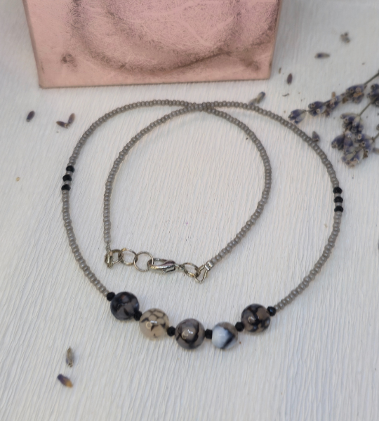 Colier Toho cu agate de muschi