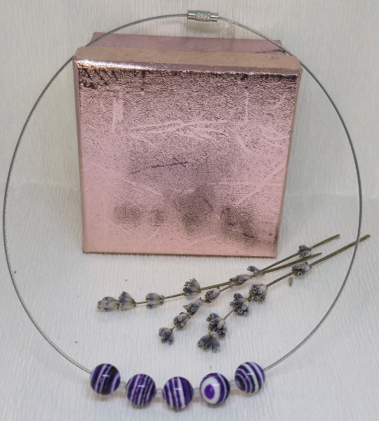 Colier handmade „Violet Harmony” cu pietre compozite