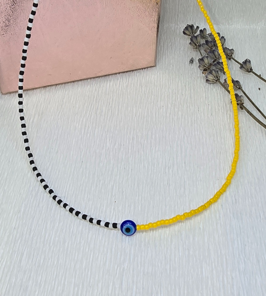 Colier Toho multicolor cu ochi albastru