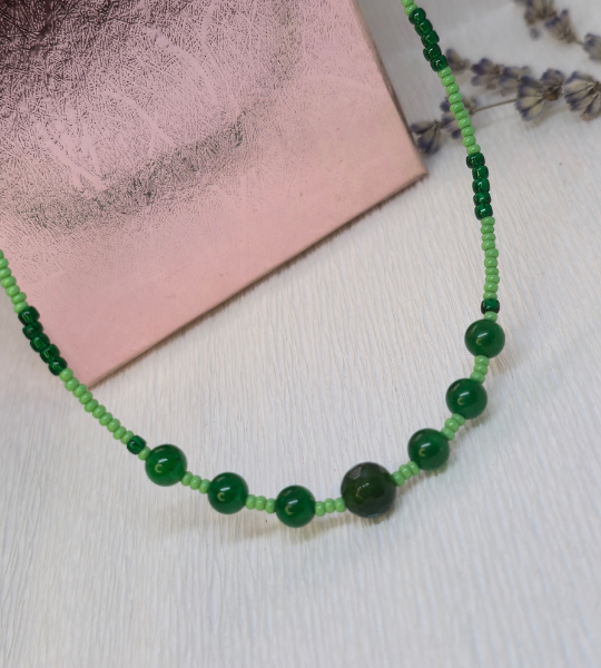Colier Toho verde cu agate Verzi
